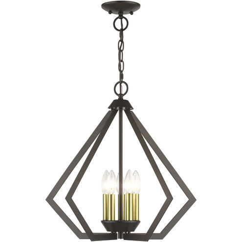 Prism 5 Light 20 inch English Bronze with Antique Brass Finish Accents Chandelier Ceiling Light