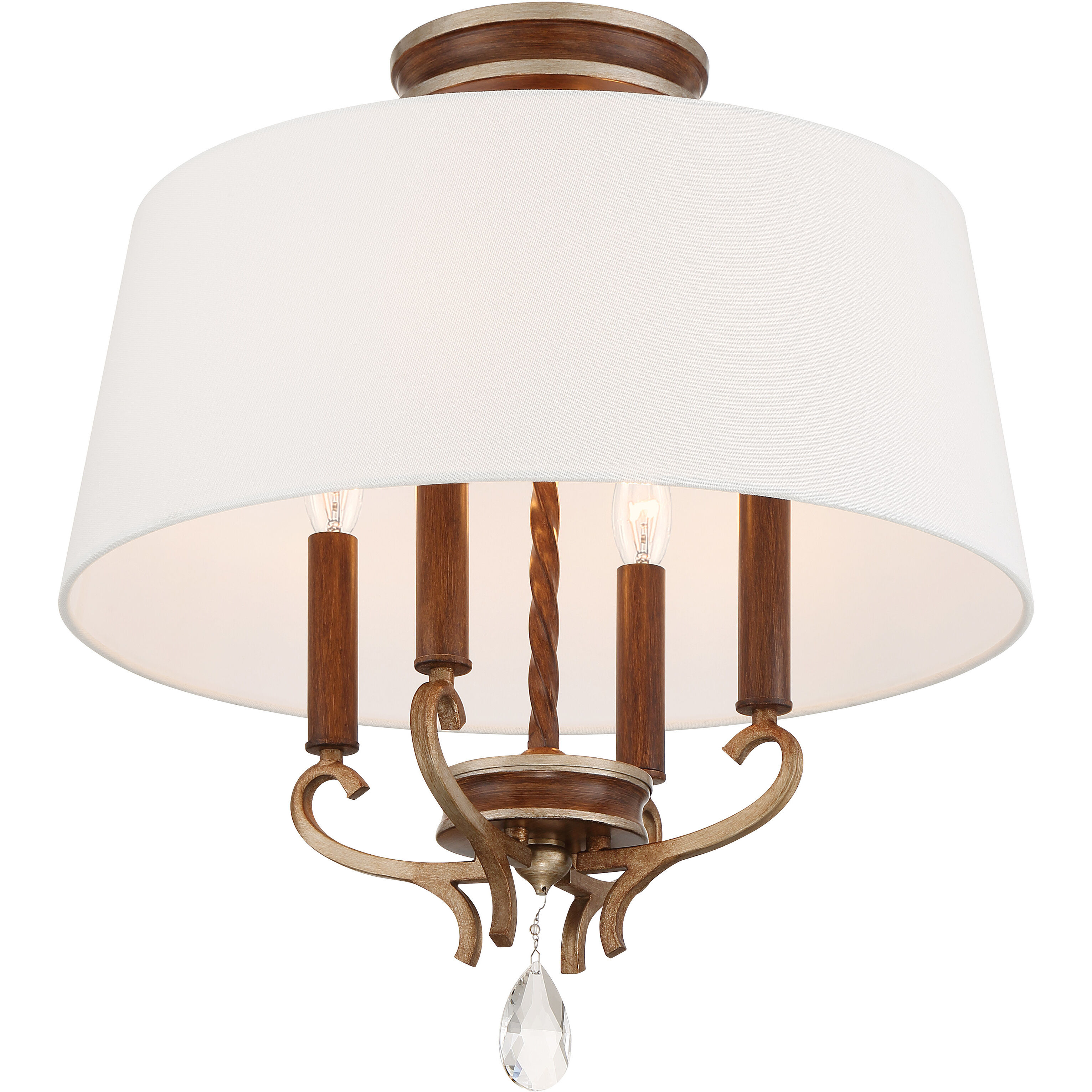 Magnolia Manor 4 Light 19 inch Pale Gold with Distressed Bronze Semi Flush Ceiling Light