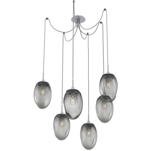 Meteo 6 Light 17 inch Classic Silver Swag Multi-Pendant Ceiling Light in Smoke