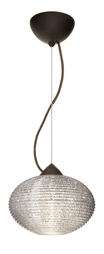 Pape LED Bronze Pendant Ceiling Light in Glitter Ribbed Glass