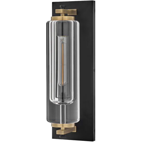 Lourde 1 Light 18 inch Black with Heritage Brass Outdoor Wall Mount