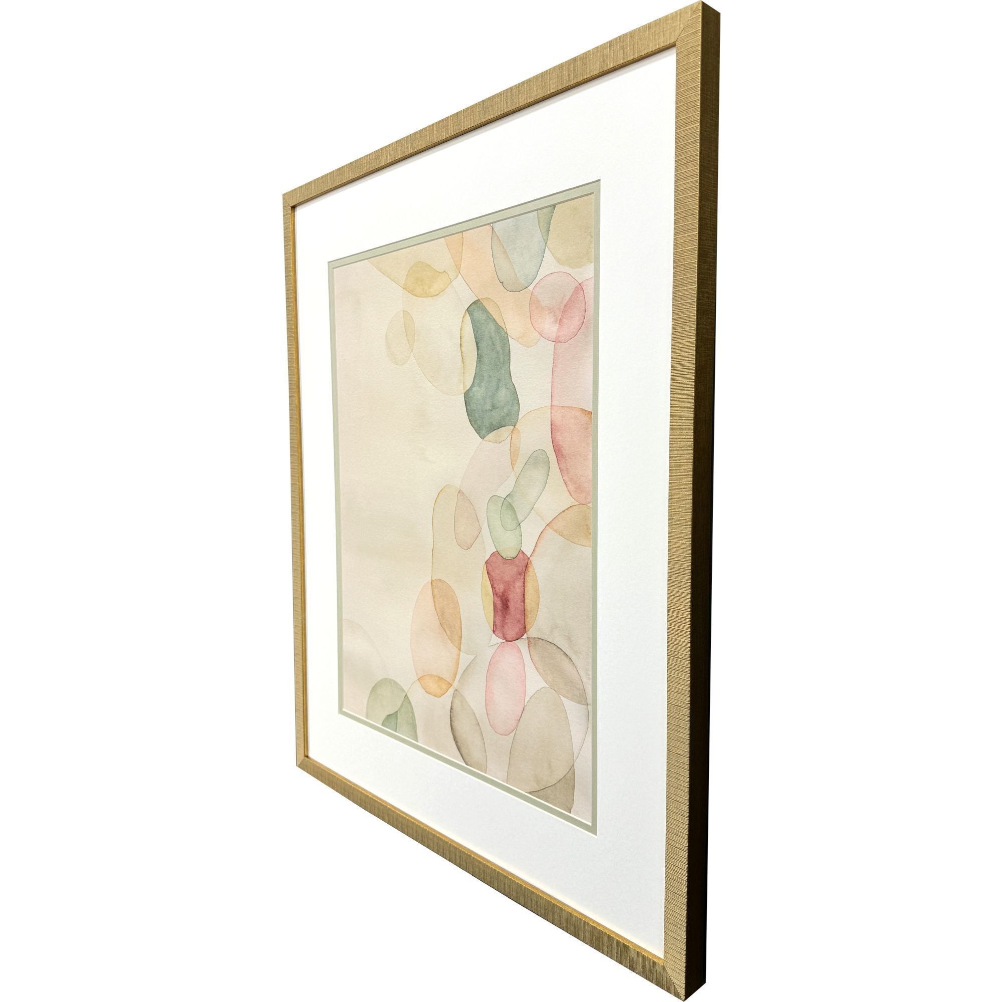 Pastel River Rock Green and Orange and Pink and Red Framed Art