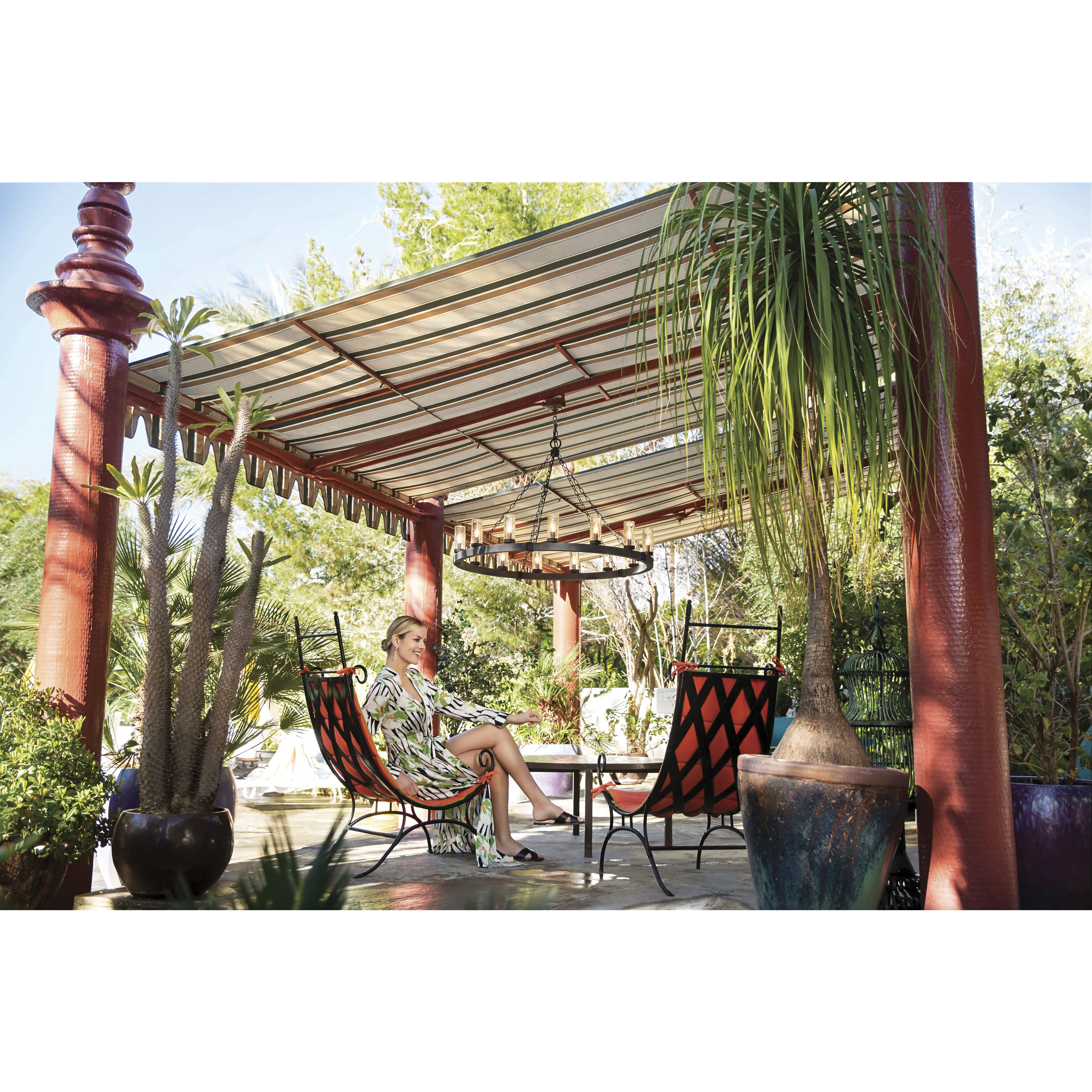 Open Air Sawyer LED 38 inch Aged Zinc with Distressed Black Outdoor Hanging