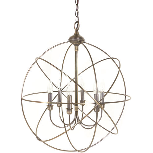 Orb 6 Light 24.25 inch Dark Antique Brass Chandelier Ceiling Light, Large
