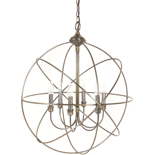 Orb 6 Light 24.25 inch Antique Brass Chandelier Ceiling Light, Large