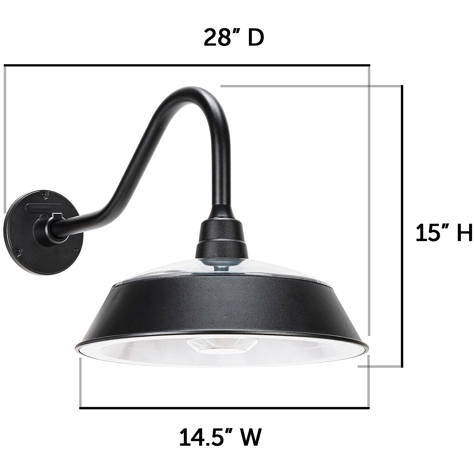 Cottage 1 Light 15 inch Black Barn Light, Solar