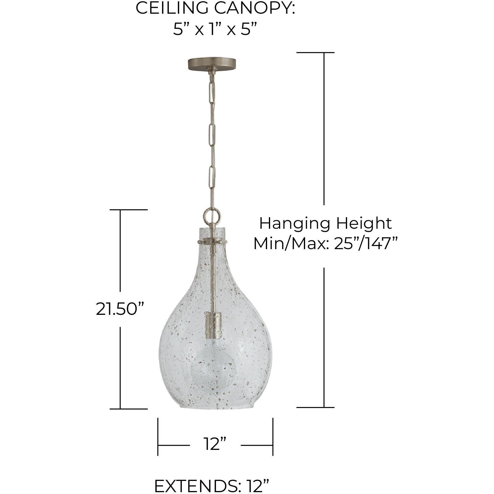 Chandler 1 Light 12 inch Brushed Nickel Pendant Ceiling Light