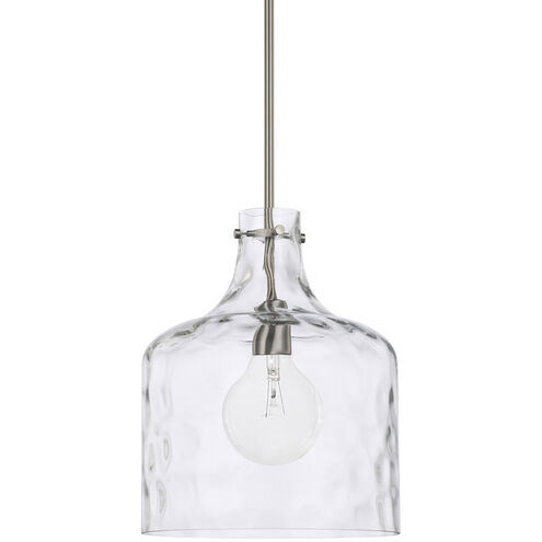 Elijah 1 Light 12 inch Brushed Nickel Pendant Ceiling Light