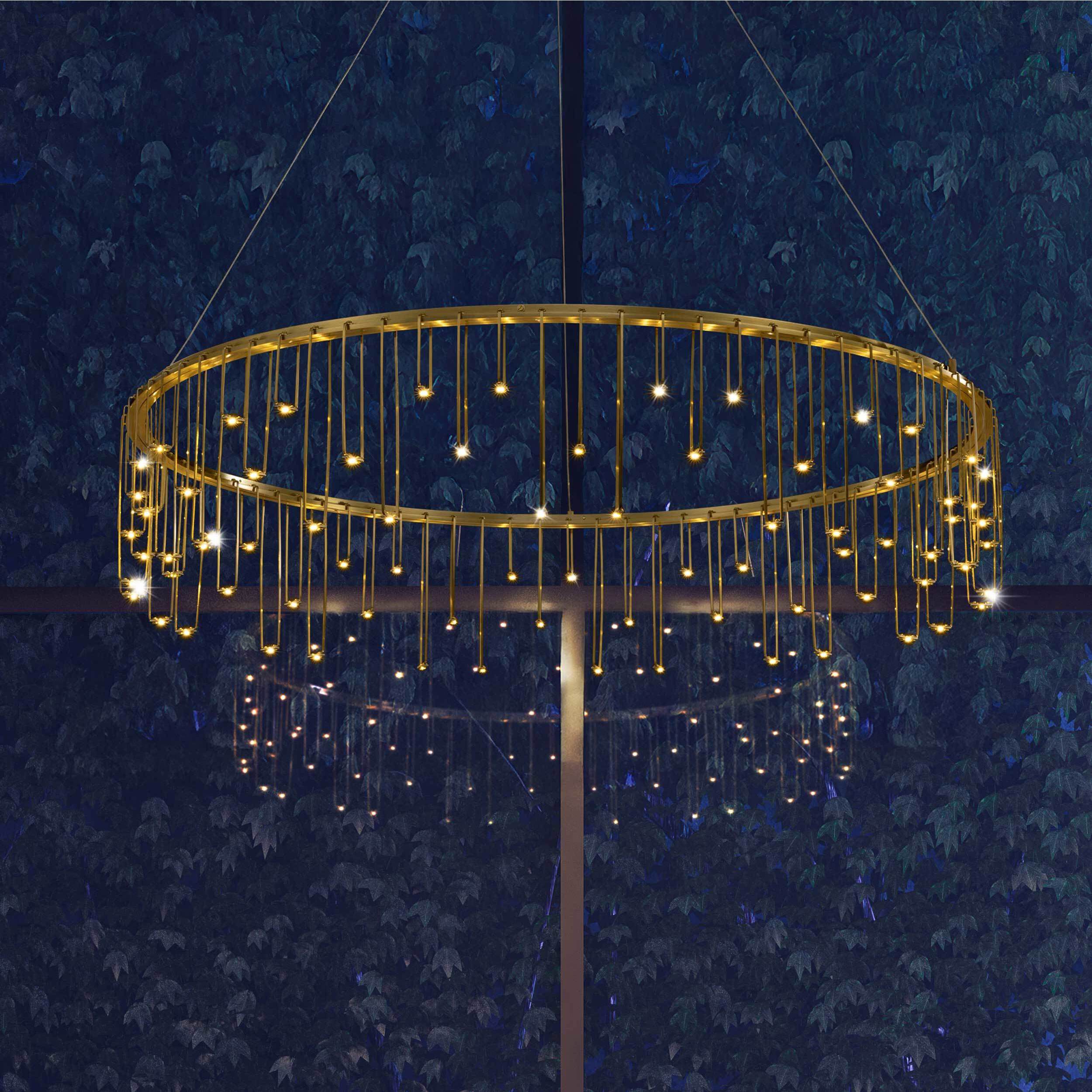 Lucerna LED 39.38 inch Stainless Steel Gold Chandelier Ceiling Light