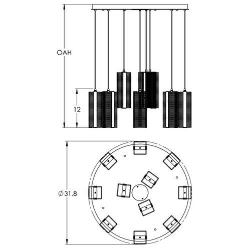 Downtown Mesh 11 Light Flat Bronze Chandelier Ceiling Light, Round Multi-Port