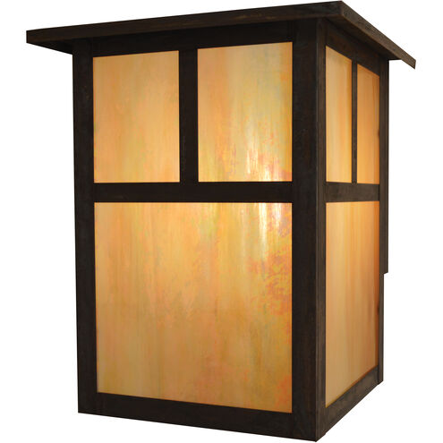 Mission 1 Light 7 inch Antique Brass Wall Mount Wall Light in Almond Mica, T-Bar Overlay