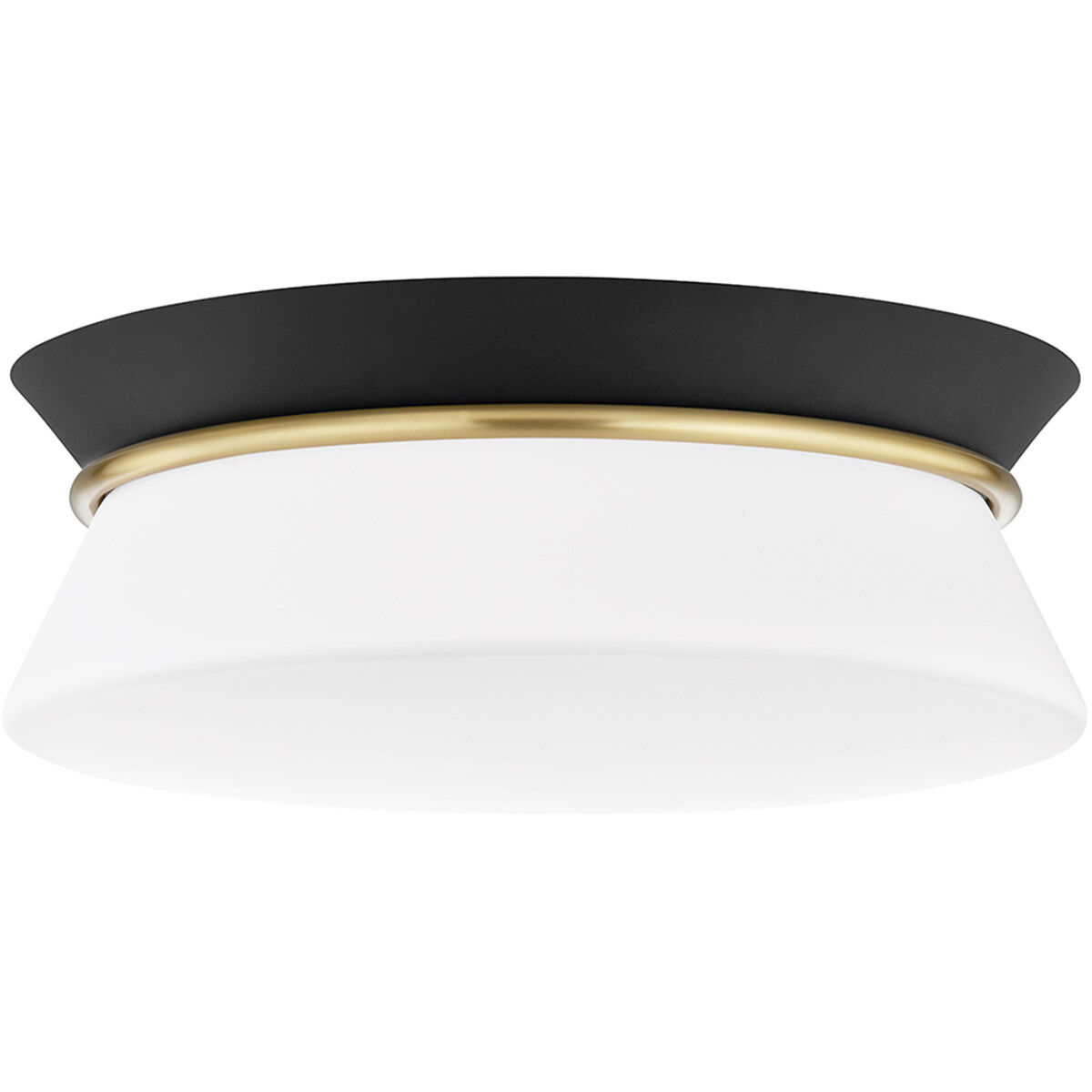 Cath 2 Light 13 inch Aged Brass/Black Flush Mount Ceiling Light