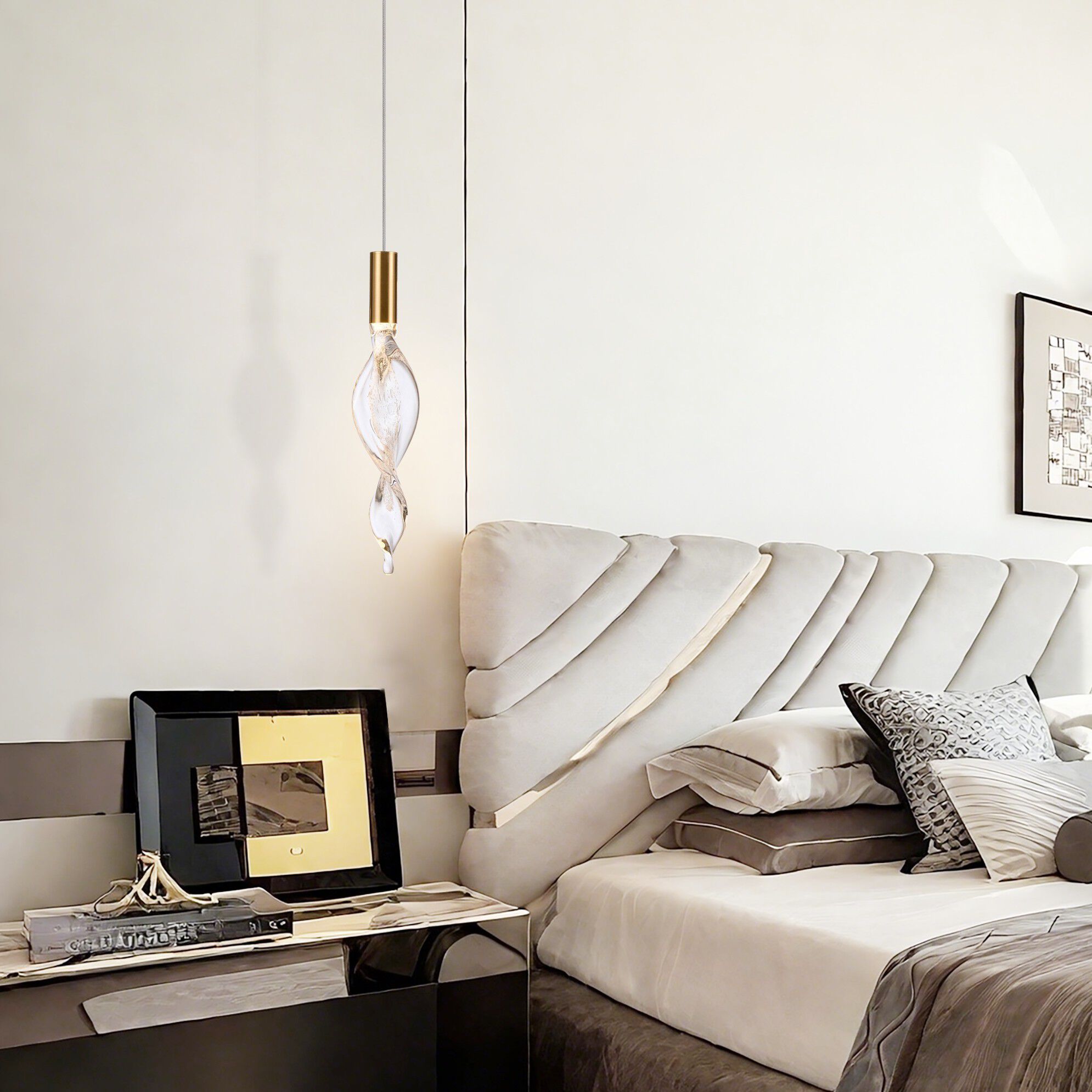 Aurora LED 6 inch Natural Brass Pendant Ceiling Light