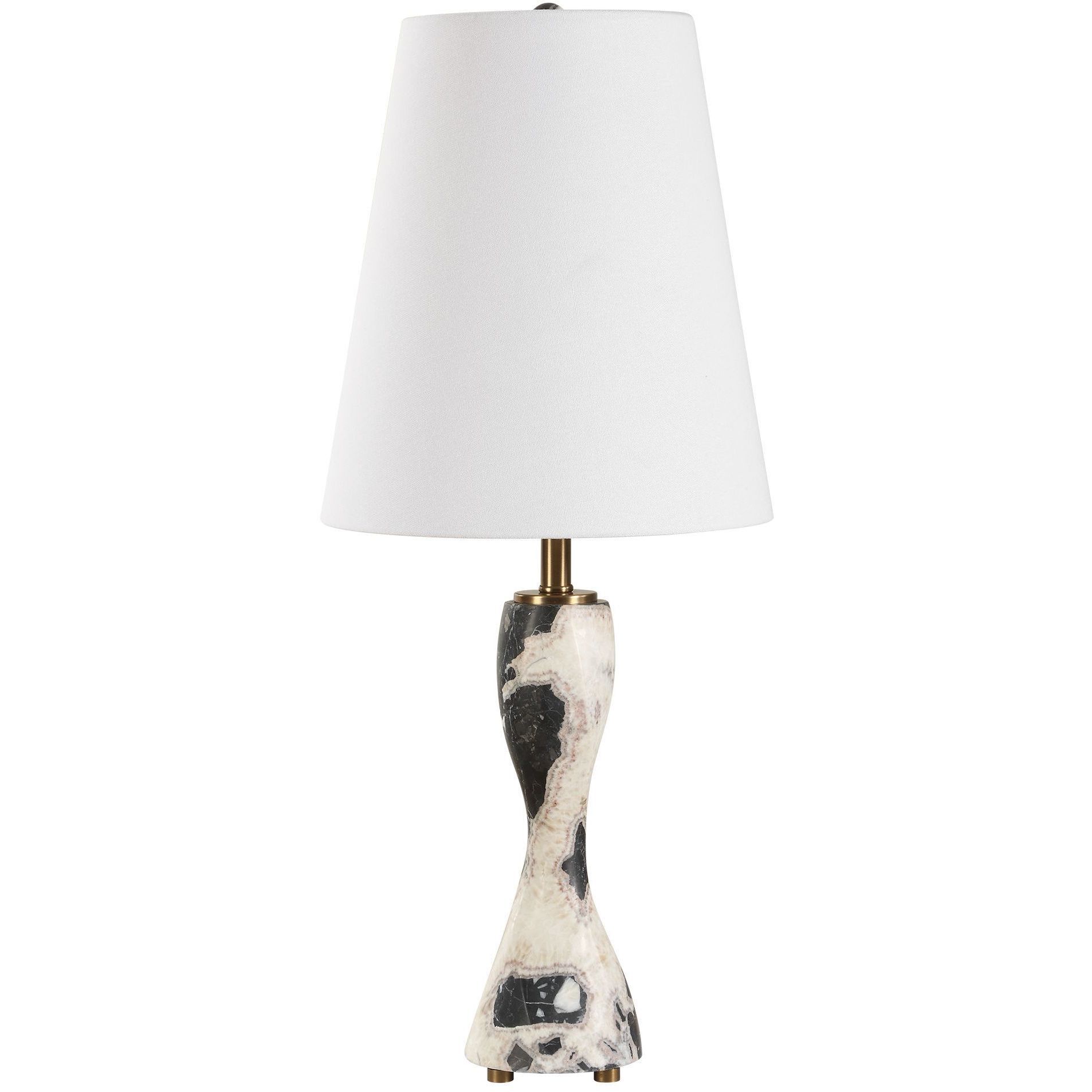 Marcela 25 inch 100.00 watt Black and White Panda Marble and Antique Brass Buffet Lamp Portable Light