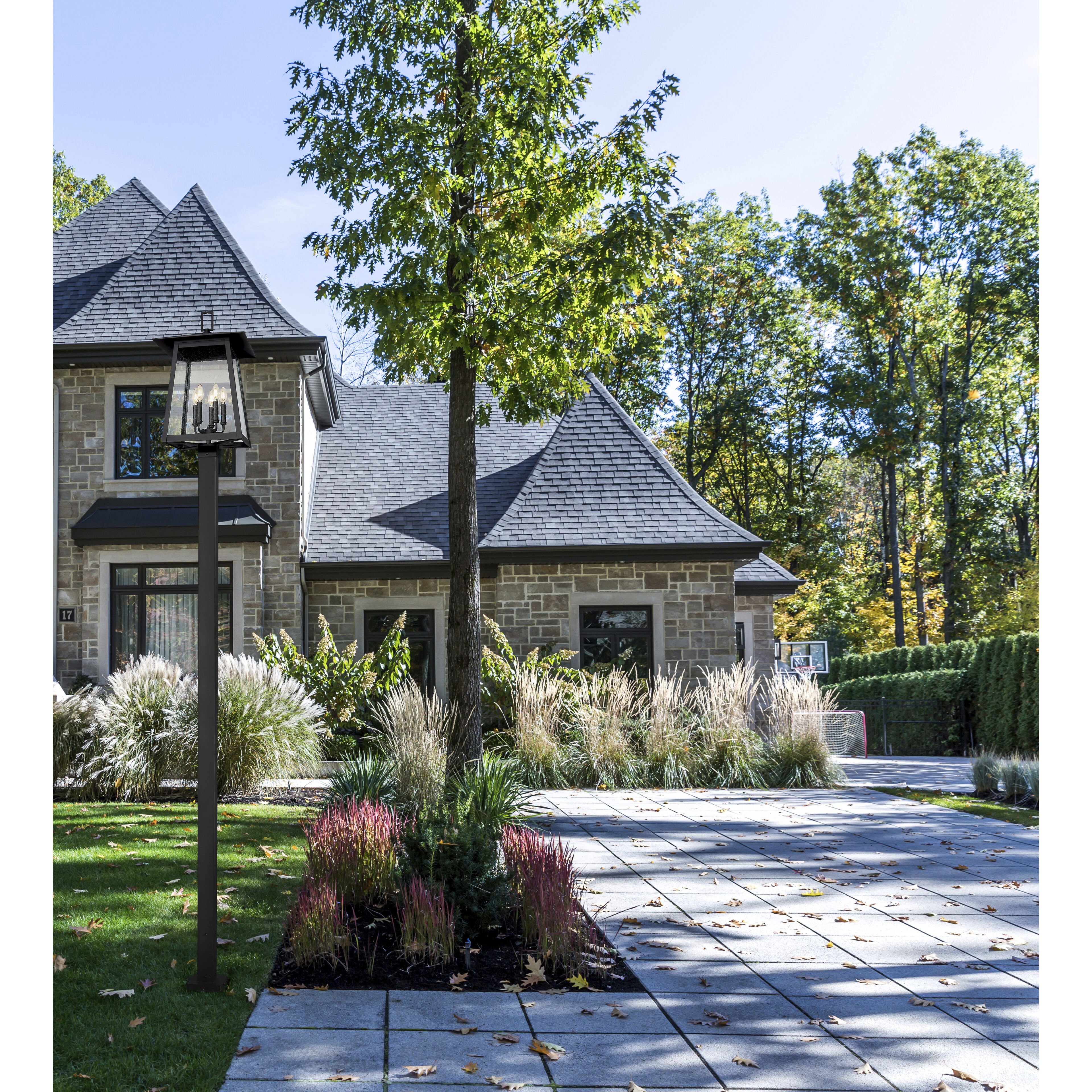 Rainer 5 Light 120 inch Black Outdoor Post Mounted Fixture in G9