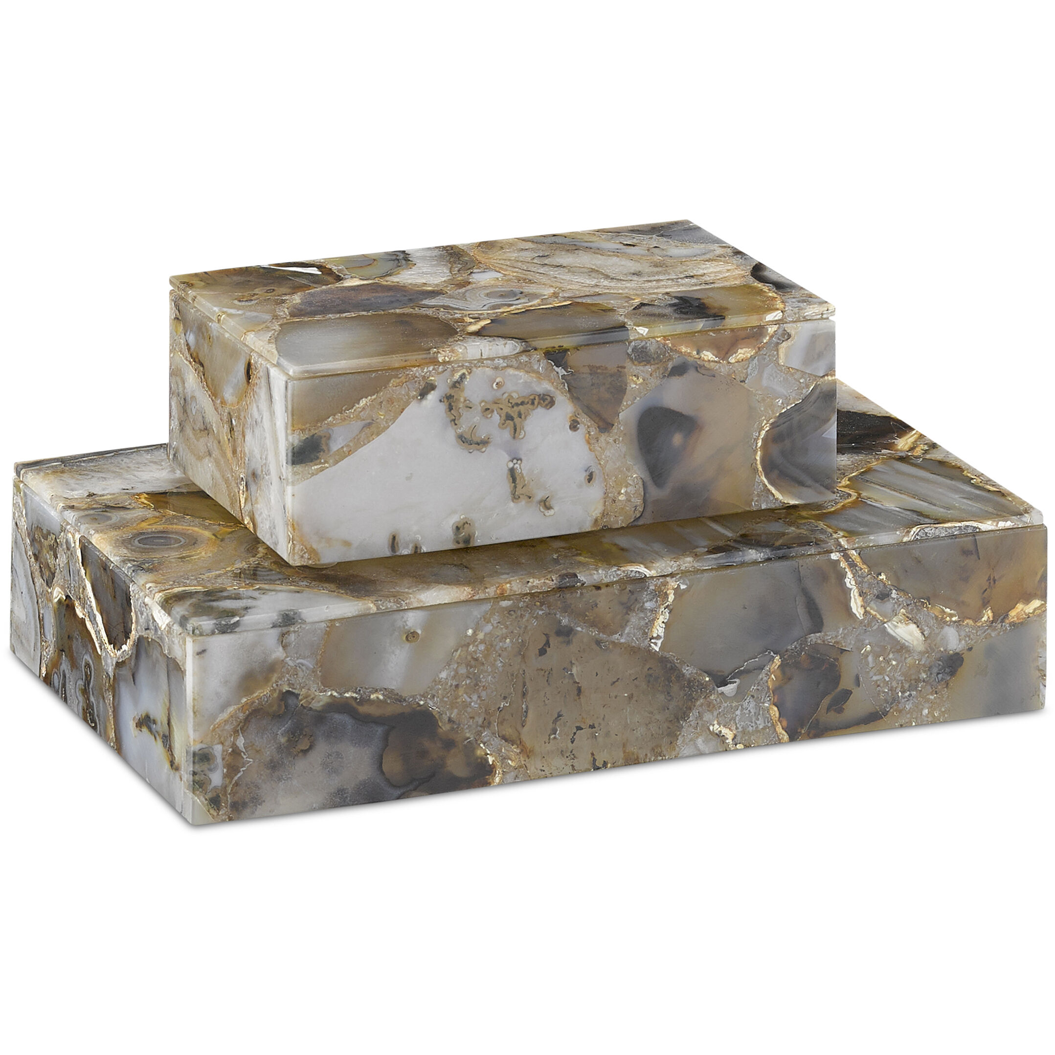 Malaga 7 inch Black Agate Box, Large