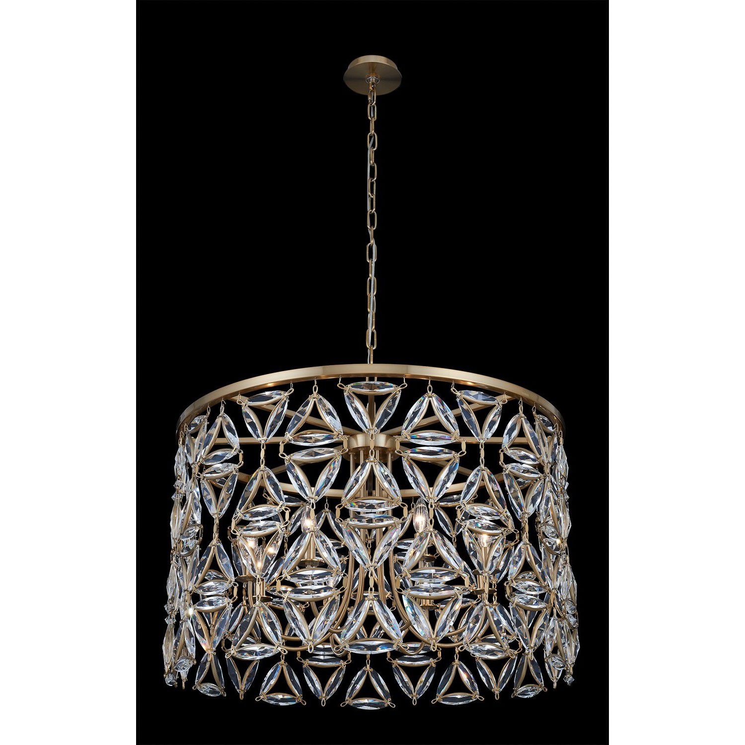 Triangulo 8 Light 34 inch True Brass Pendant Ceiling Light