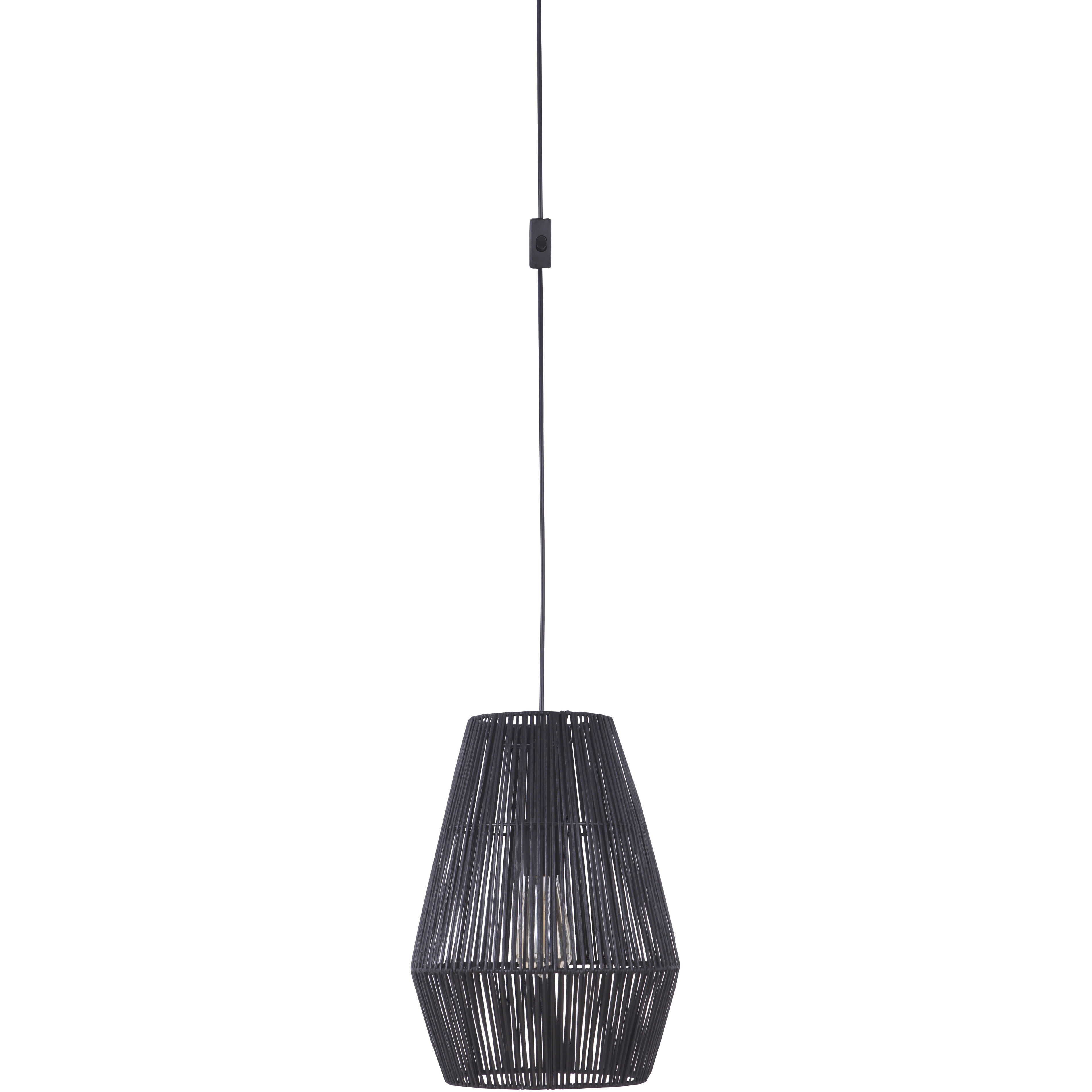 Rattan Shade 1 Light 11.81 inch Flat Black Swag Pendant Ceiling Light