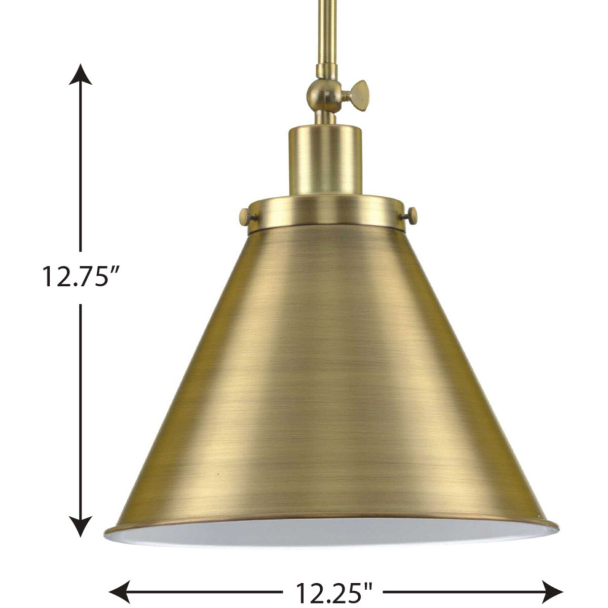 Hinton 1 Light 12 inch Vintage Brass Pendant Ceiling Light