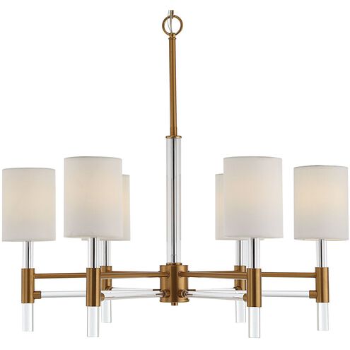 Welkin 6 Light 30 inch Warm Brass and Clear Chandelier Ceiling Light