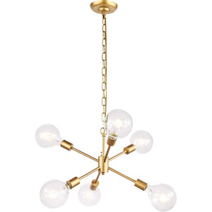 Nolan 6 Light 16 inch Brass Pendant Ceiling Light