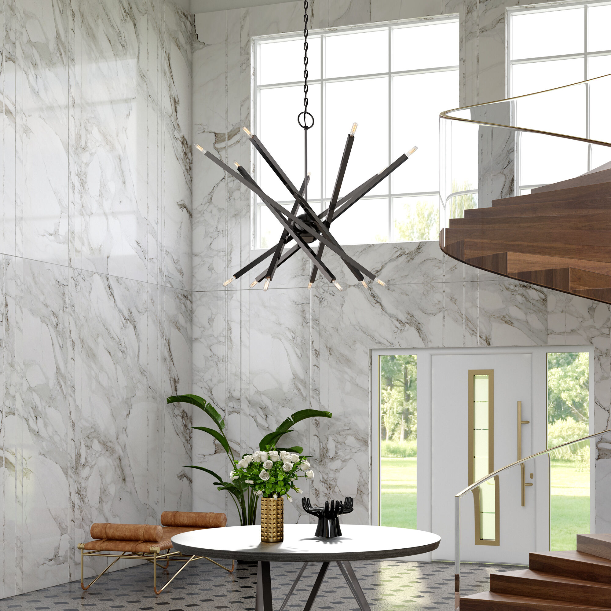 Monaco 14 Light 40 inch Black Chrome Chandelier Ceiling Light, Extra Large