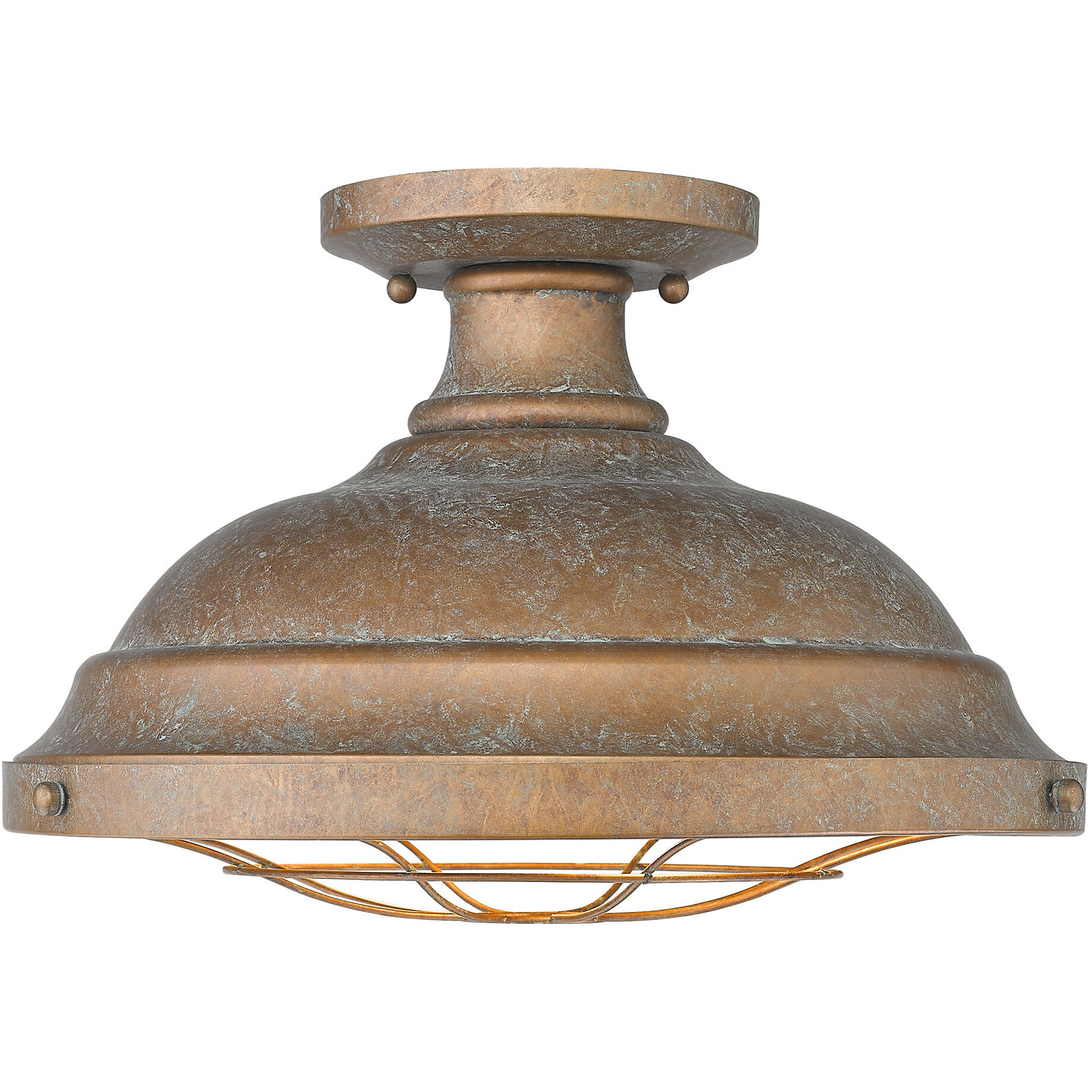Bartlett 2 Light 14 inch Copper Patina Semi-Flush Mount Ceiling Light, Damp