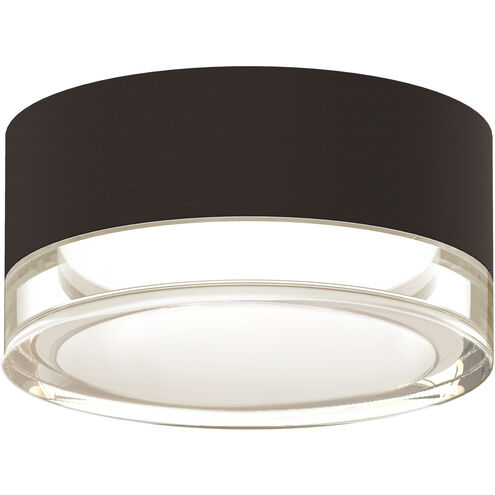 Reals Flush Mount Ceiling Light in Textured Bronze, Clear Cylinder Lens