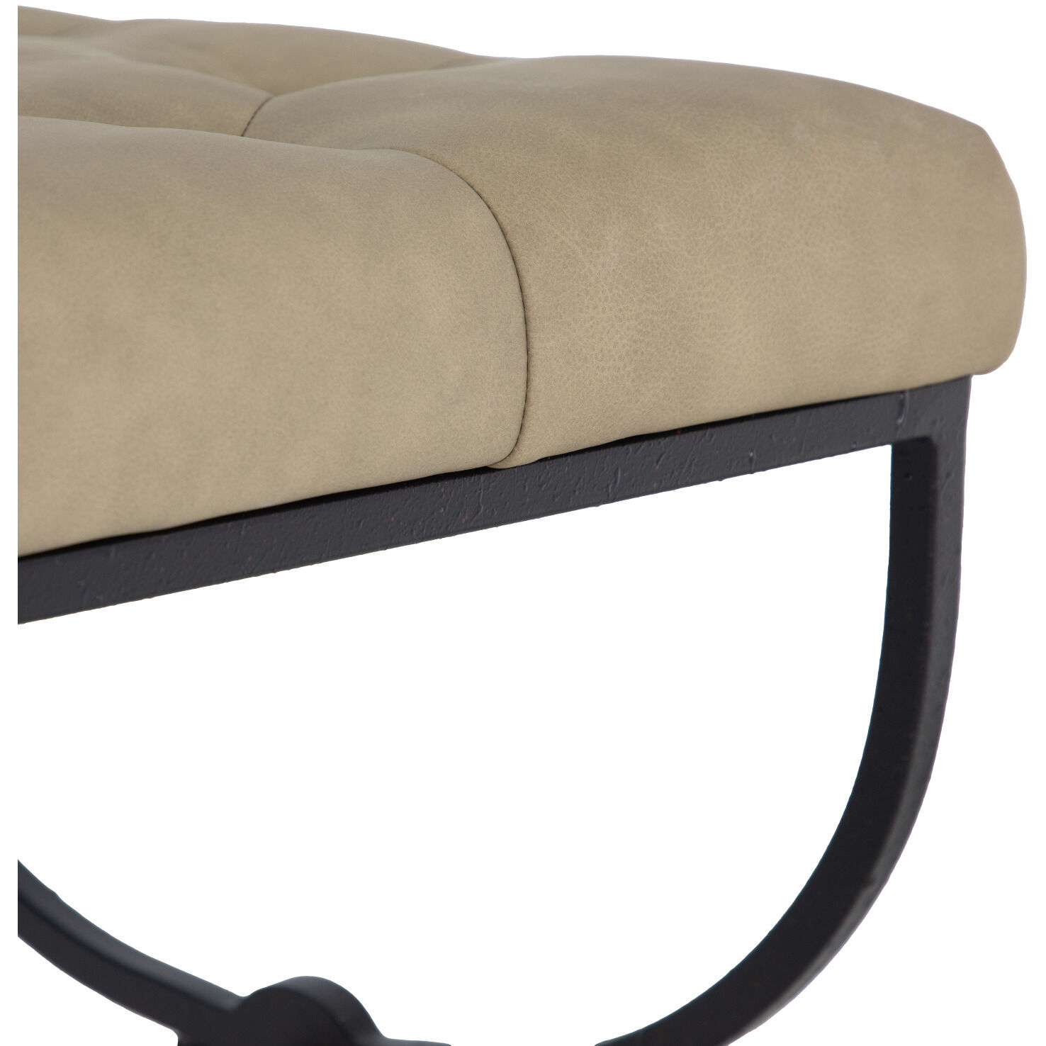 Galvin 21.38 inch Light Grey Leather / Textured Black / Brushed Brass Ottomans Stool