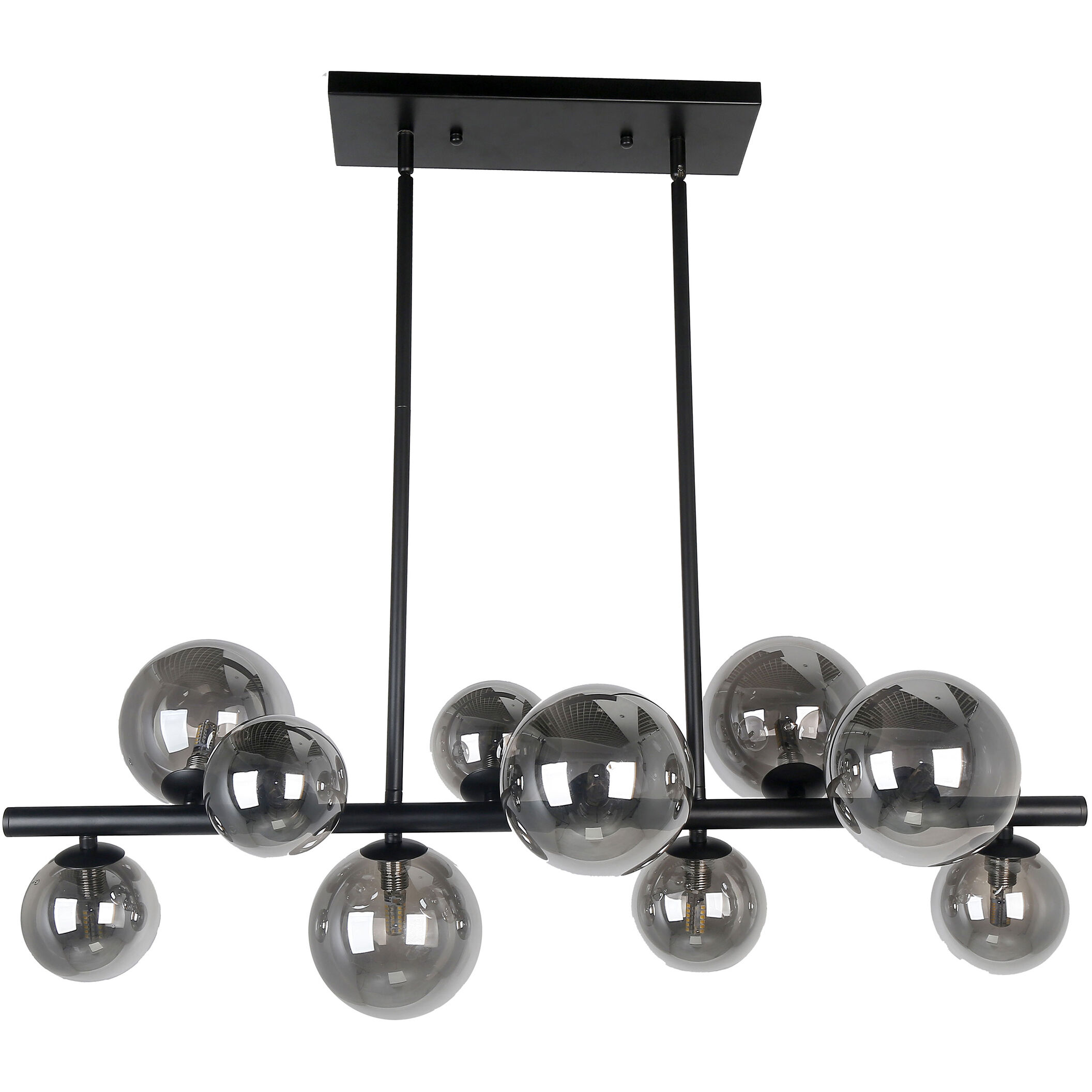 Glasgow 10 Light 31 inch Matte Black Horizontal Pendant Ceiling Light in Smoke