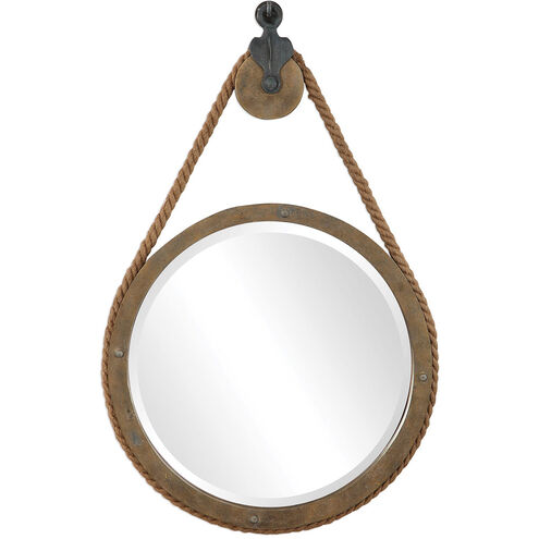 Melton 37 X 25 inch Aged Natural Wood with Rope and Aged Black Wall Mirror