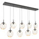 Aster LED LED Graphite Linear Pendant Ceiling Light in 3000K LED, Floret Inner - Amber Outer, Multi-Port
