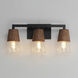 Carpenter 3 Light 20.25 inch Walnut and Black Bath Vanity Wall Light