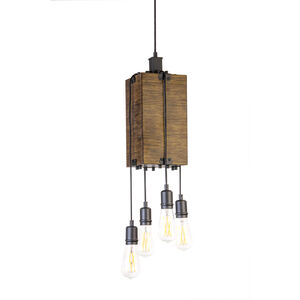 Timber Lodge 4 Light 12 inch Graphite and Ironwood Foyer Ceiling Light