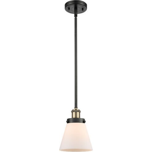 Ballston Small Cone LED 6 inch Black Antique Brass Pendant Ceiling Light in Matte White Glass