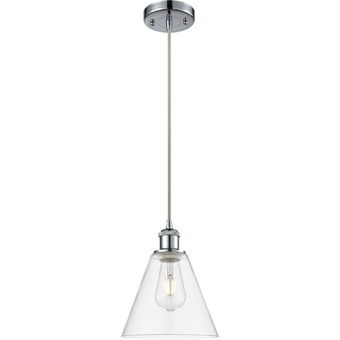 Ballston Cone 1 Light 8 inch Polished Chrome Mini Pendant Ceiling Light in Clear Glass