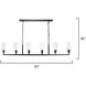 Linear 6 Light 62 inch Oil Rubbed Bronze Linear Chandelier Ceiling Light