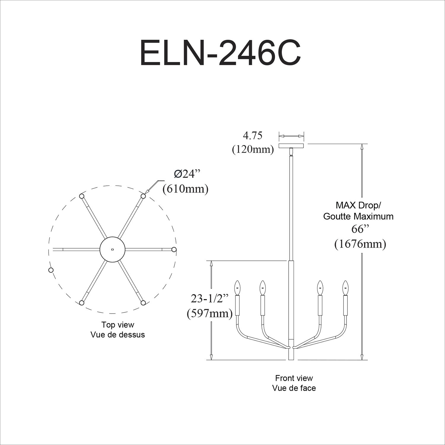 Eleanor 6 Light 24 inch Matte Black Chandelier Ceiling Light