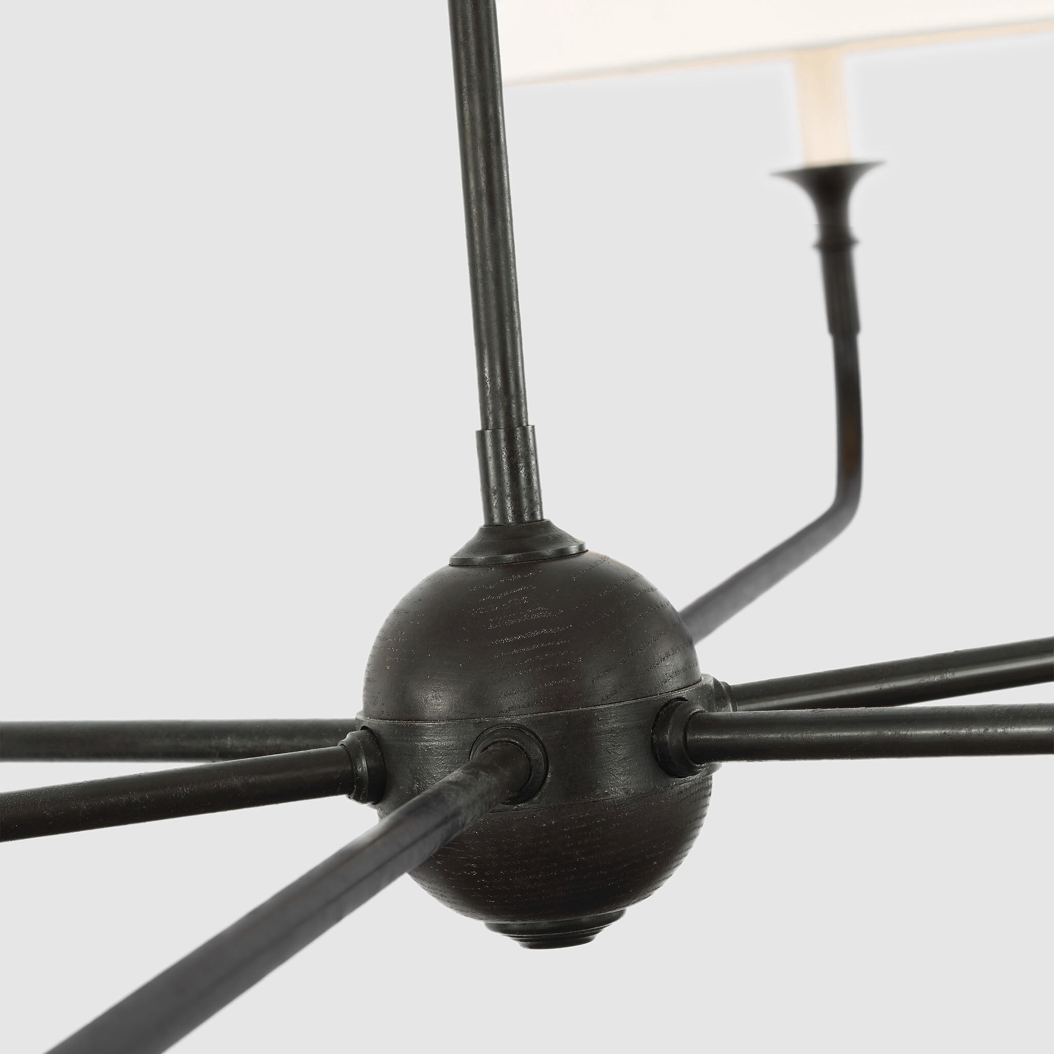 Thomas O'Brien Piaf LED 72 inch Aged Iron and Ebonized Oak Chandelier Ceiling Light, Oversized