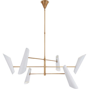 AERIN Franca LED 68 inch Hand-Rubbed Antique Brass Pivoting Chandelier Ceiling Light in White, Large