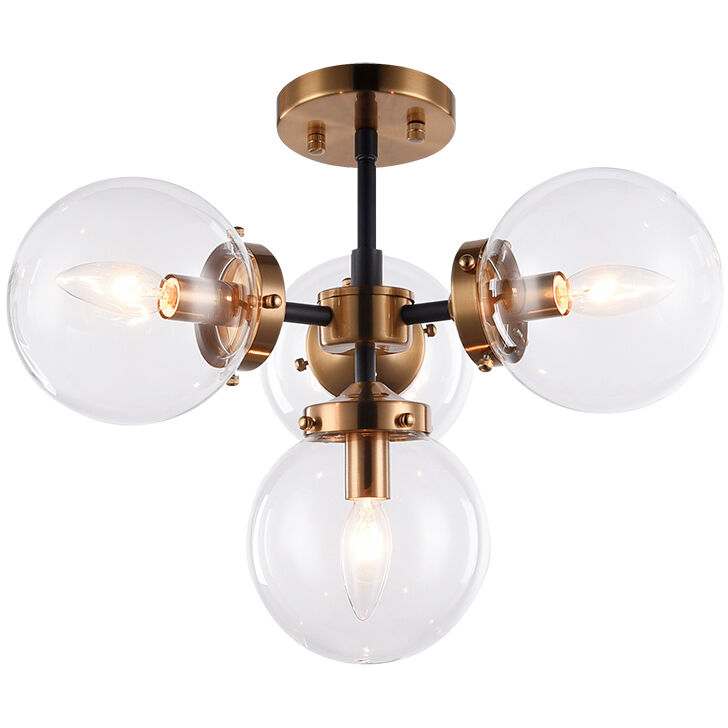 Maru 4 Light 20.25 inch Aged Gold Brass Pendant Ceiling Light in Aged Gold Brass and Clear