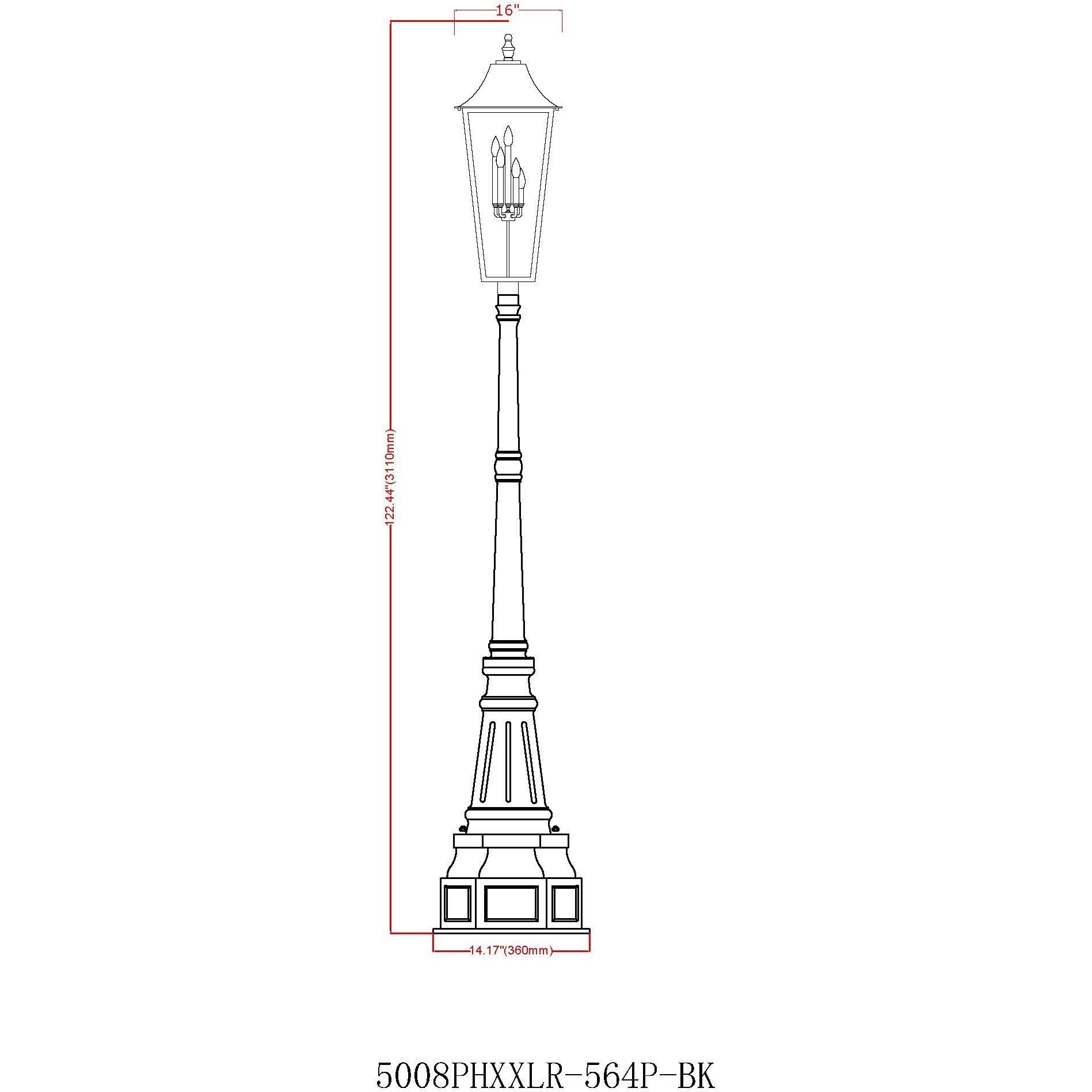 Gannon 5 Light 122.25 inch Black Outdoor Post Mounted Fixture in G9