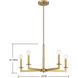 Transitional 5 Light 23 inch Natural Brass Chandelier Ceiling Light