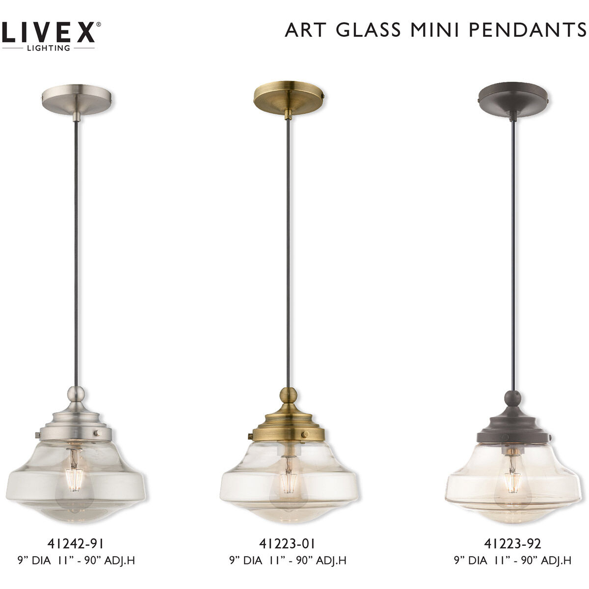 Art Glass 1 Light 9 inch Antique Brass Mini Pendant Ceiling Light