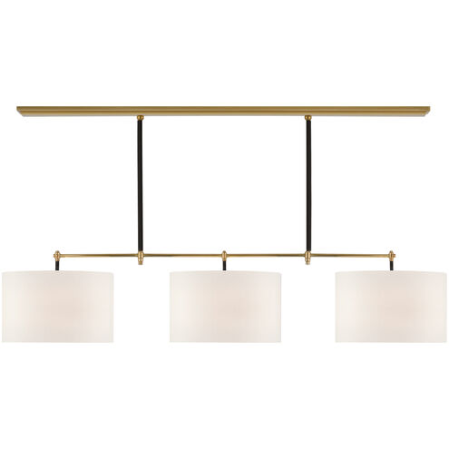 Thomas O'Brien Bryant2 LED 64.25 inch Hand-Rubbed Antique Brass and Chocolate Leather Wrapped Billiard Ceiling Light, Large