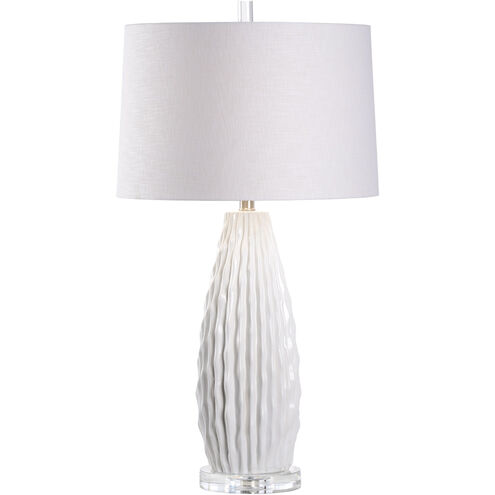 Larry Laslo 32 inch 100.00 watt White Glaze/Clear Table Lamp Portable Light