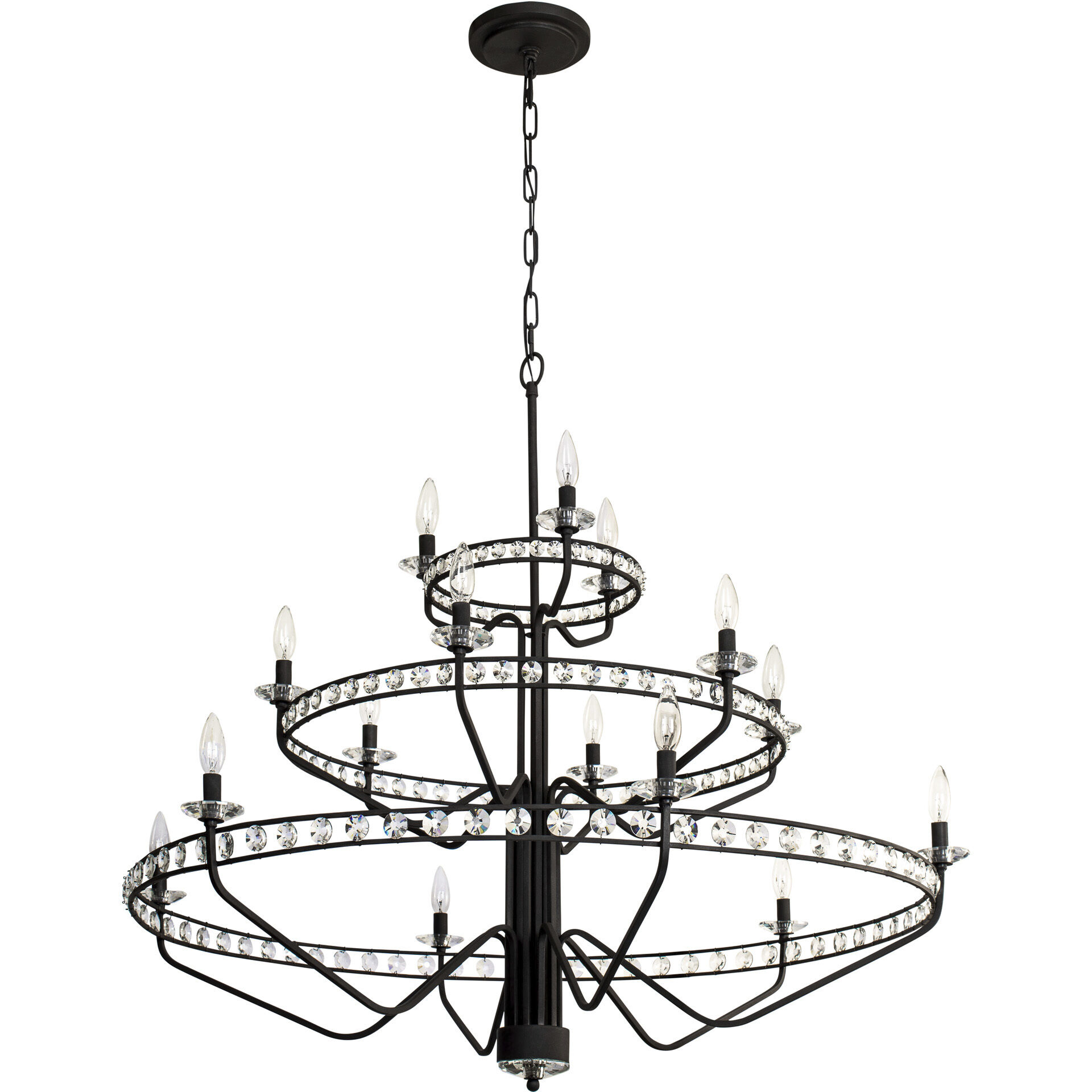 Monroe 15 Light 48 inch Carbon Black Chandelier Ceiling Light