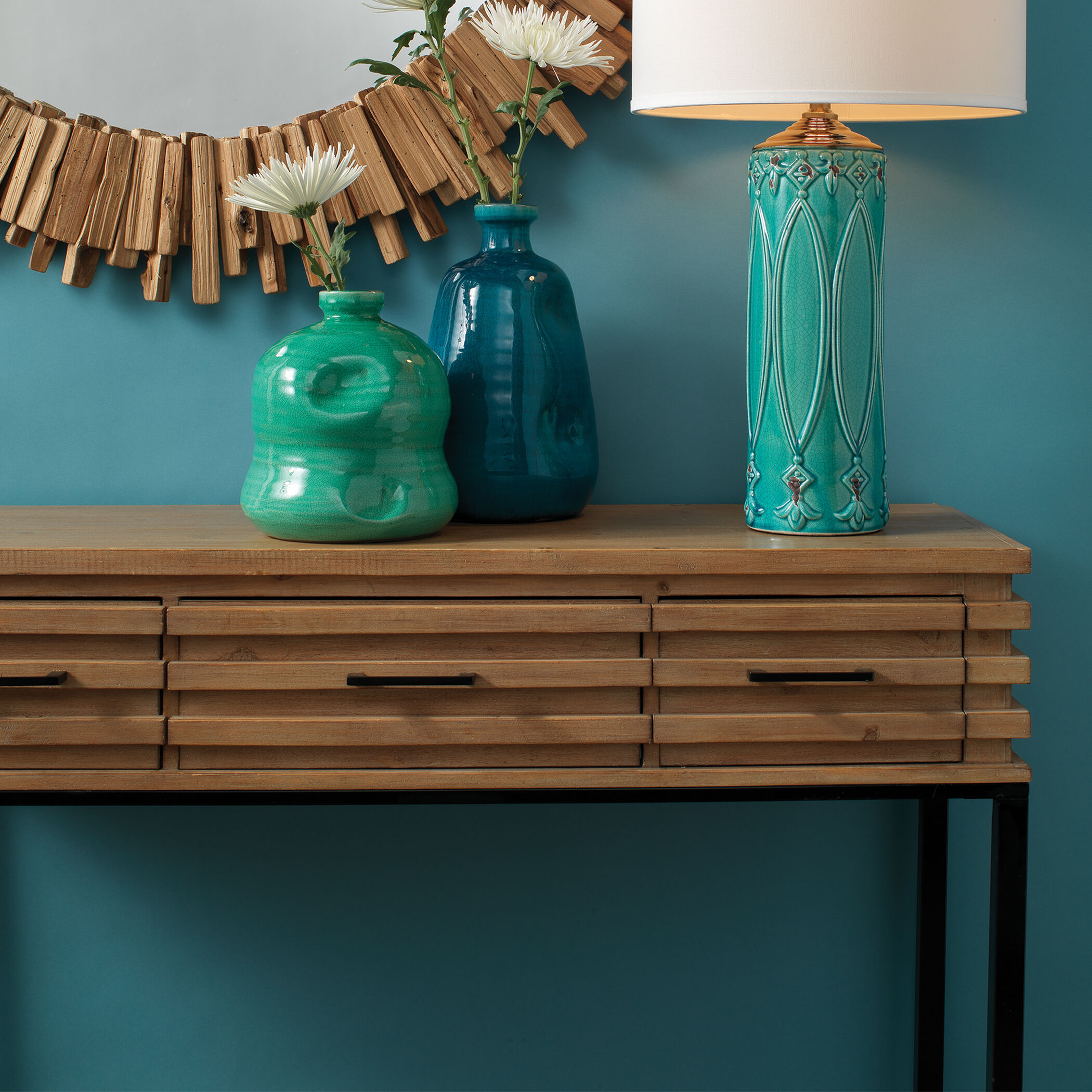 Logan 46.75 X 15.75 inch Natural Wood and Black Metal Console