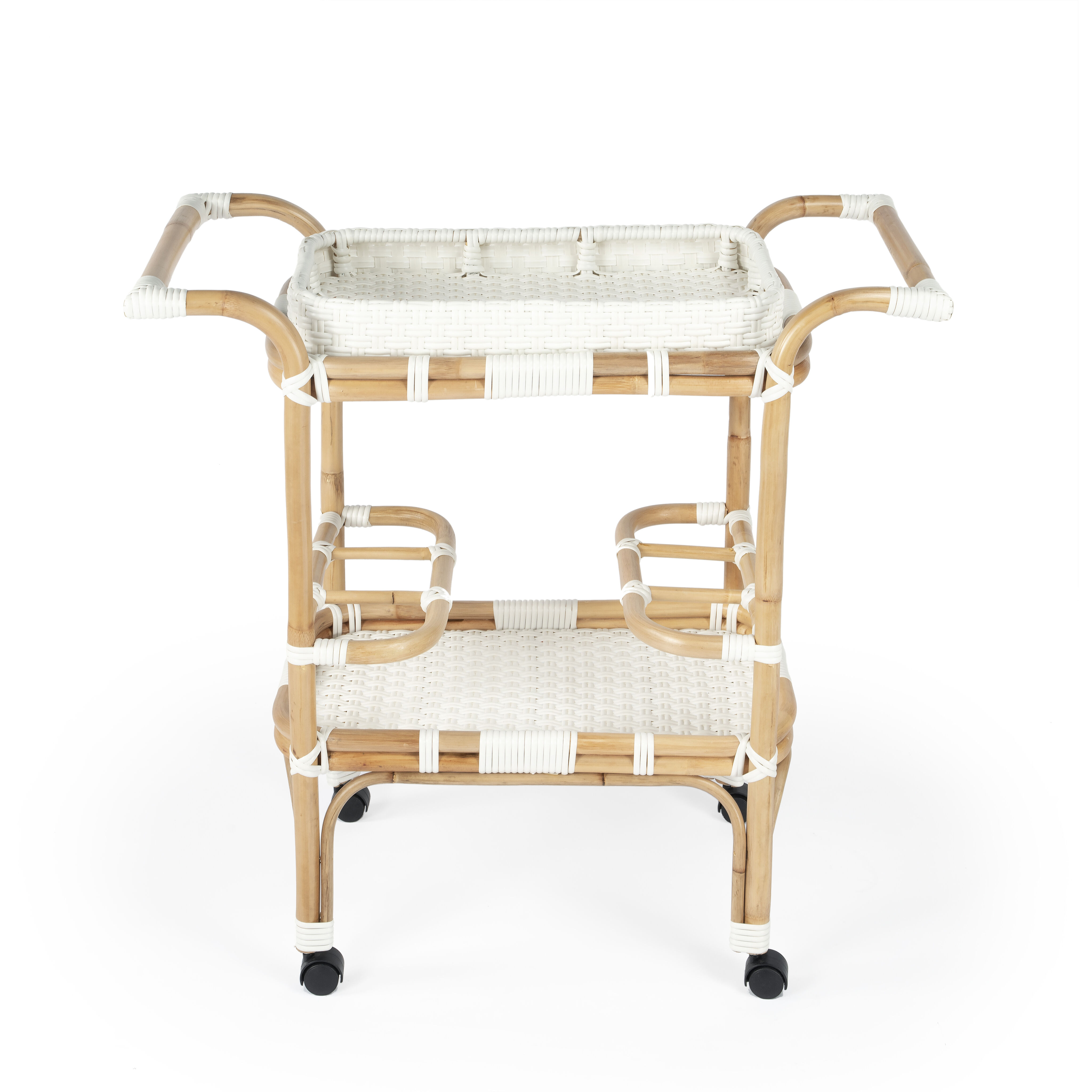 Selena Rattan Bar Cart in White