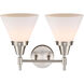 Caden LED 16.75 inch Satin Nickel Bath Vanity Light Wall Light in Matte White Glass